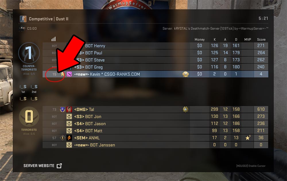 See the CS GO Ping in the Match Statistics