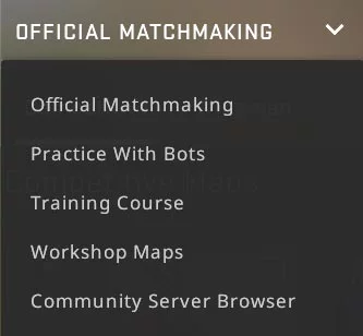CS GO Game Mode Menu