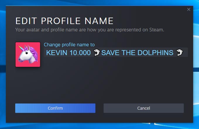 Steam Name with Special Symbols